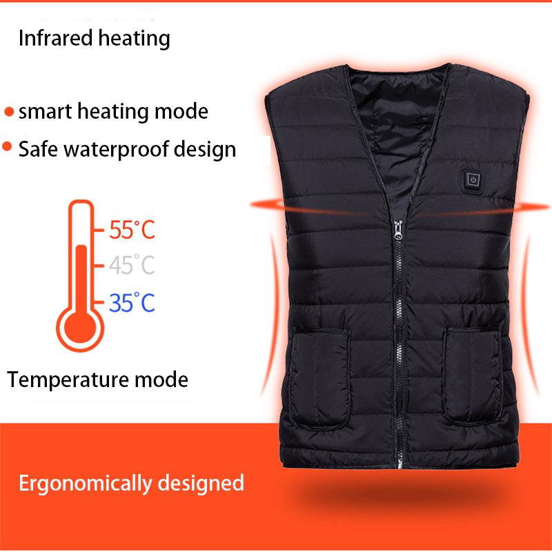 

winter Smart heating Cotton Vest USB Infrared Electric Heating Vest Women Outdoor Flexible Thermal Winter Warm Jacket, As pic