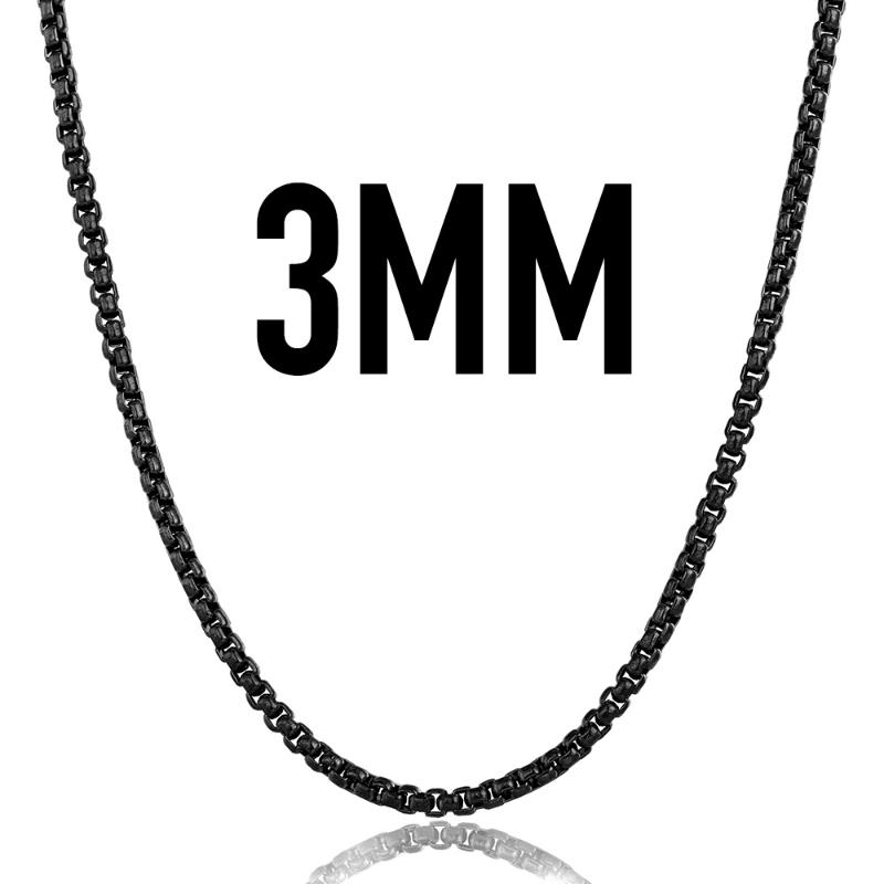 

Davieslee 3mm Chain For Men Black Color Stainless Steel Round Box Link Necklace Fashion Jewelry Dropship 18-24inches DKN359