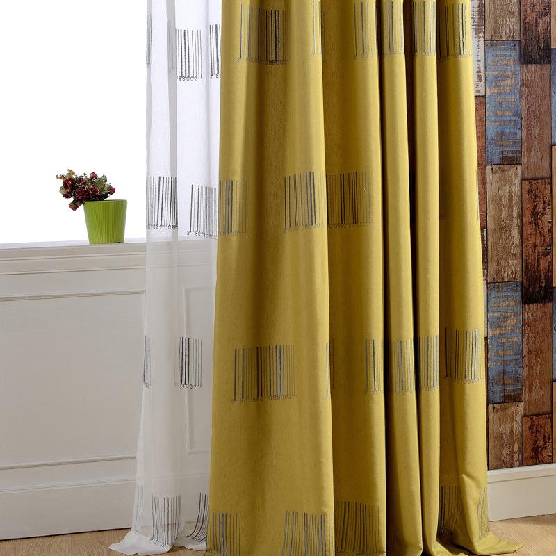 

Barcode] curtains for Living Room Bedroom Curtains Modern Minimalist Cotton Embroidered Window Fabric, Tulle