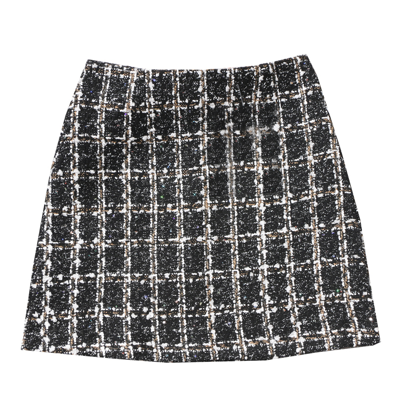 

Black Tweed Skirt Autumn Winter Women Korean Elegant Plaid Jupe Femme Cute Bottoms for Ladies A Line Short Mini Skirts Y200326