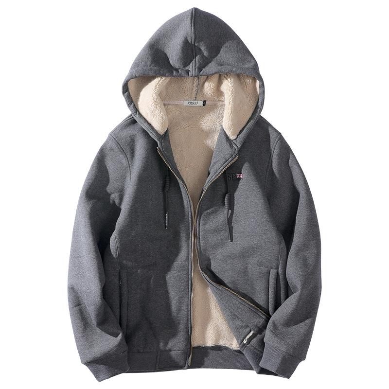 

Winter Jacket Men Faux Male Hooded Male Casual Jacket Thick Fleece Warm Coat Large Size, Black