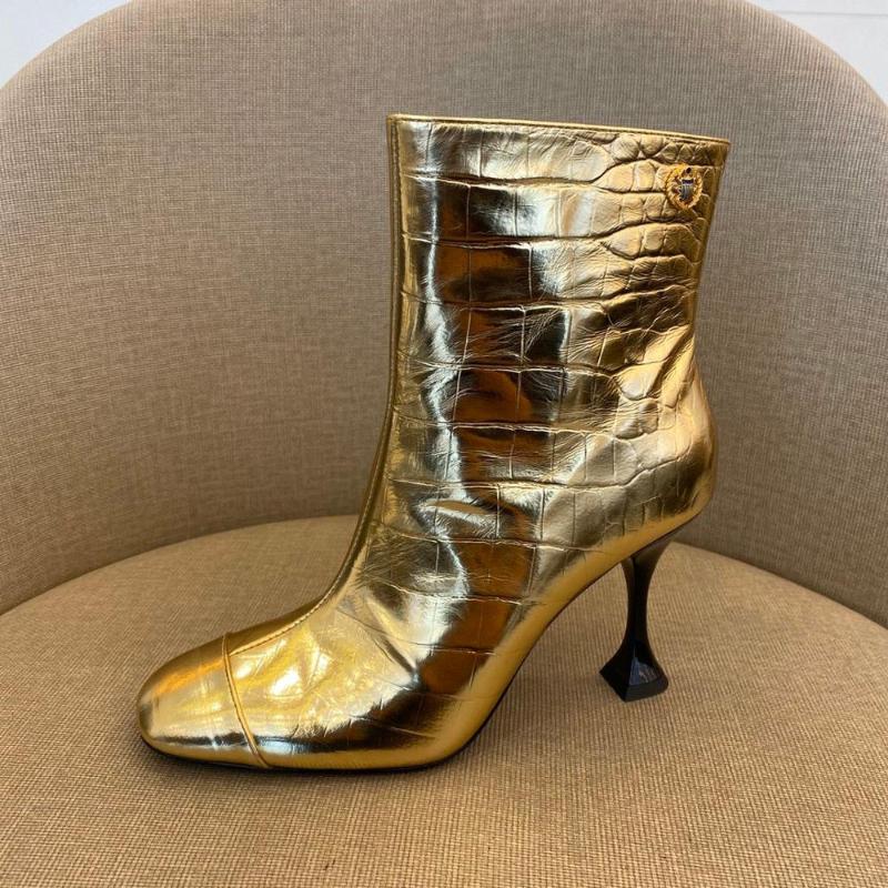 

2020 New Women Shoes Genuine Leather Women Boots Round Toe Ankle Boots Winter Metal Decor Botas De Mujer High Heels, As pic