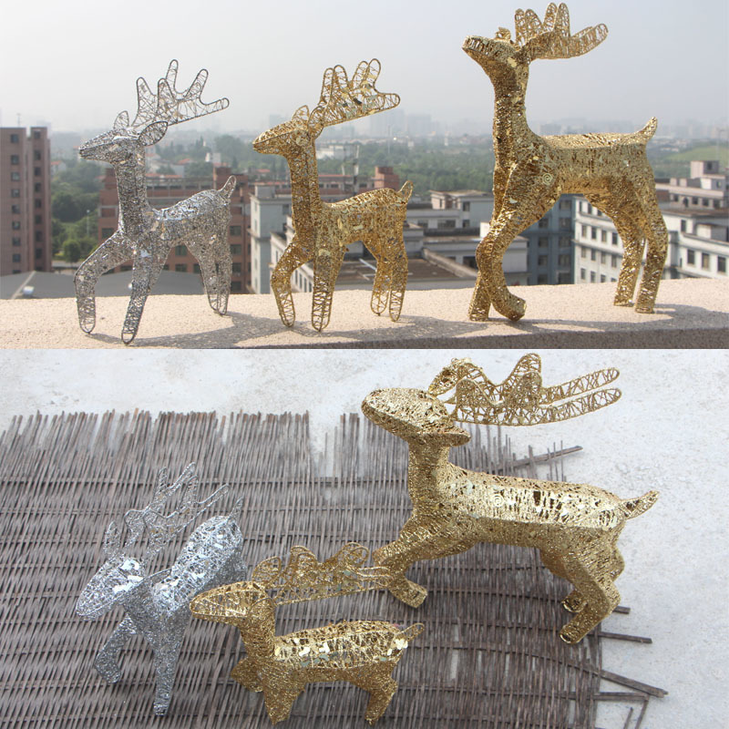 

2021 cart reindeer sled iron mall deer Christmas elk ornament decoration new