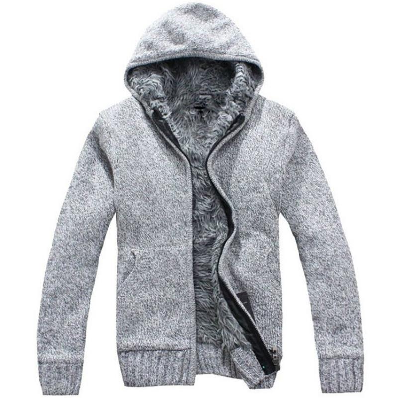 

Men's Sweaters Autumn Winter Thick Sweatercoat Collar Zipper Sweater Coat Outerwear Fleece Cashmere Liner SweatersTurn-down, White;black