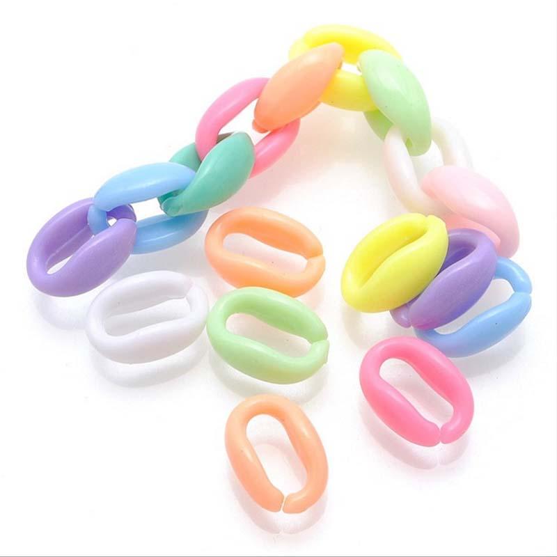 

100pcs/bag Detachable Plastic colored buckle beads DIY Handbag Key Strap Necklace Accessories Acrylic Chain 11*16cm