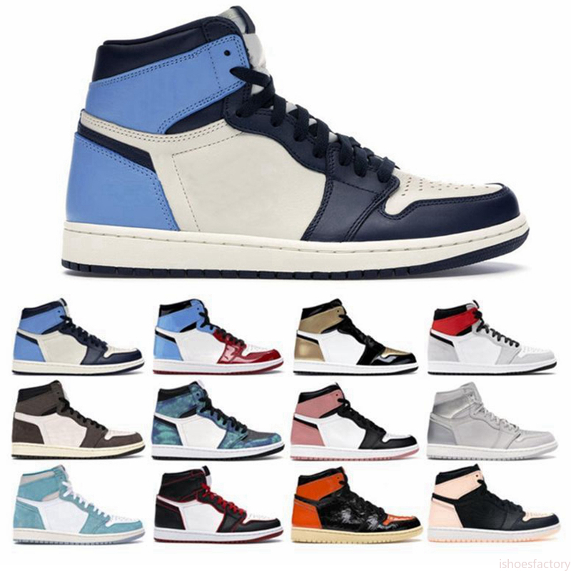 

New Arrival jumpman 1 1s High Black Toe Not Resale Shoes Obsidian UNC Black White Mens Women Sneakers Shoes is, Color 5
