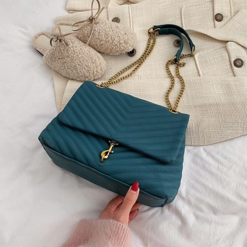 

Women's Bag New Autumn And Winter Small Bag Striped Single Shoulder Korean Style Versatile Fashion Chain Small Square, Black