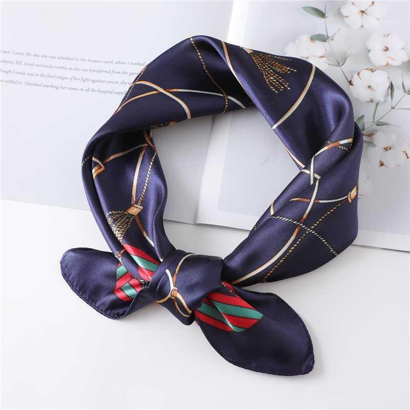 

60cm Square Silk Women Scarf Hair Band Office Lady Neck Scarves Bag Handle Wraps Print Foulard Female Neckerchief Bandana1