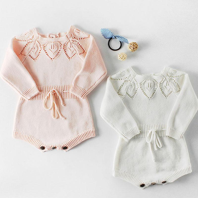 

High Quality Baby Girl Knit Romper Girls Cute Crochet Rompers Toddler Brand Long Sleeve Lovely Knitting Romper Newborn Jumpsuit1, Khaki