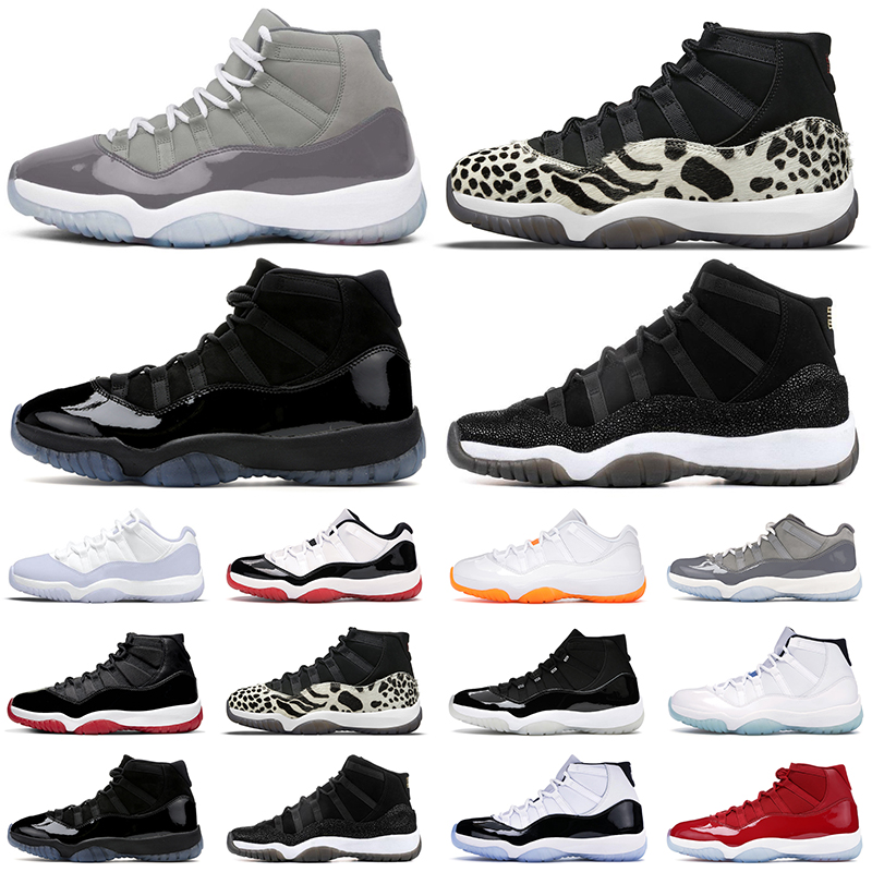 

11 11s Men Basketball Shoes Cool Grey Bred Cap and Gown Concord Pure Violet Space Jam Platinum Tint Mens Womens Trainers Outdoor Sports Sneakers, 11s legend blue low