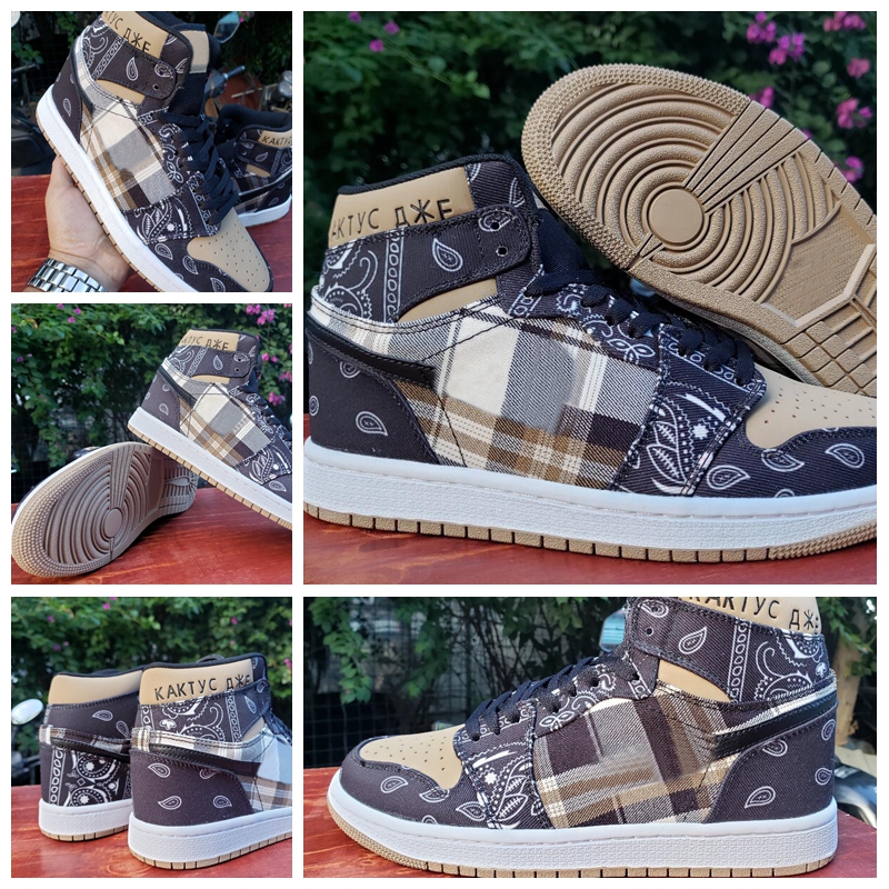 

New 1 Travis 2020 Mens Basketball Shoes Jumpman 1s Scotts Trainers Cactus Jack Sports Sneakers des Chaussures Zapatos, #1