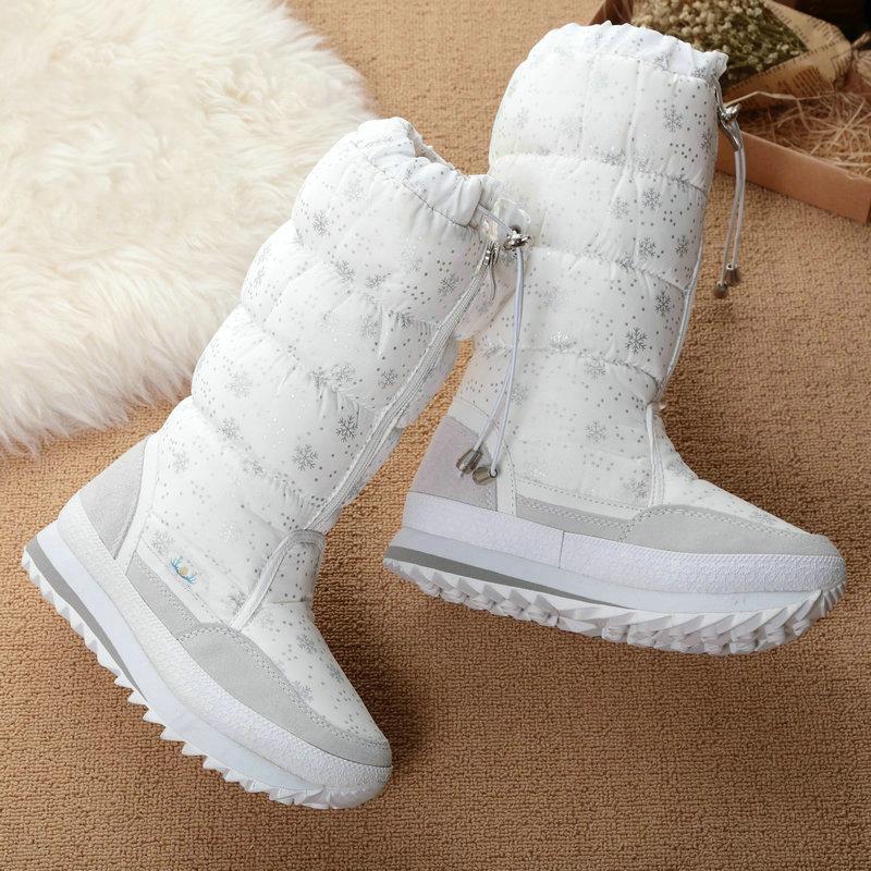 

High Quality Women Winter Boots Women High Snow Boots Plush Warm Shoes Plus Size 35 -42 White Shoes Non-slip Waterproof, 0767 black