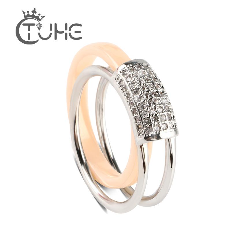 

2 pcs/Set Yellow Ceramic Rings for women Super Flash little Carat Cubic Zircon Wedding Rings Women Jewelry anillos mujer