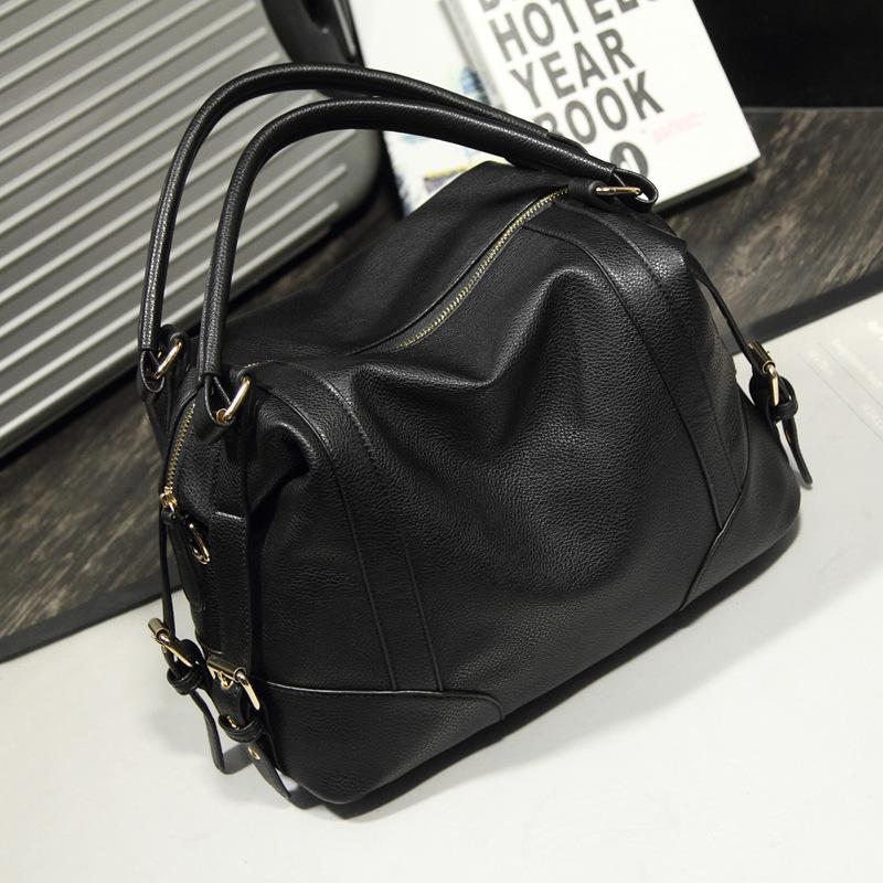 

New Pu women's handbag fashion One Shoulder Messenger Bag, Black