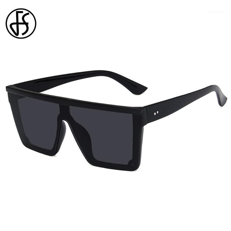 

FS 2020 Fashion Oversized Sunglasses Women Men Big Frame Goggle Shades For Ladies UV400 Mirror Black Orange Lens Sun Glasses1