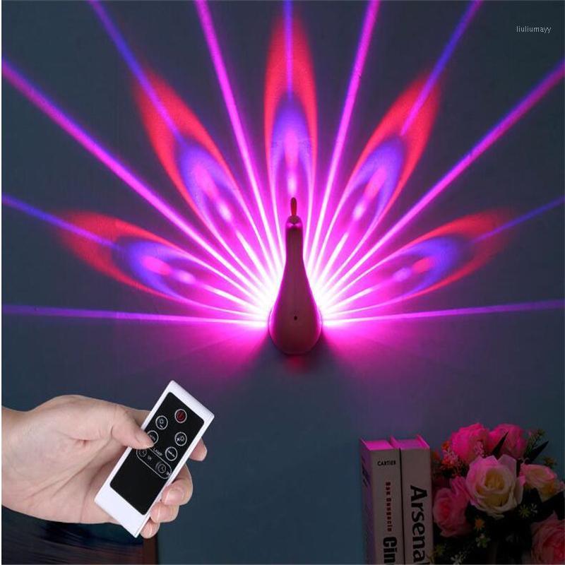 

Creative peacock Wall Lights Remote control LED Projection Night Light For Living Room Bedroom Bedside Staircase Decor projector1