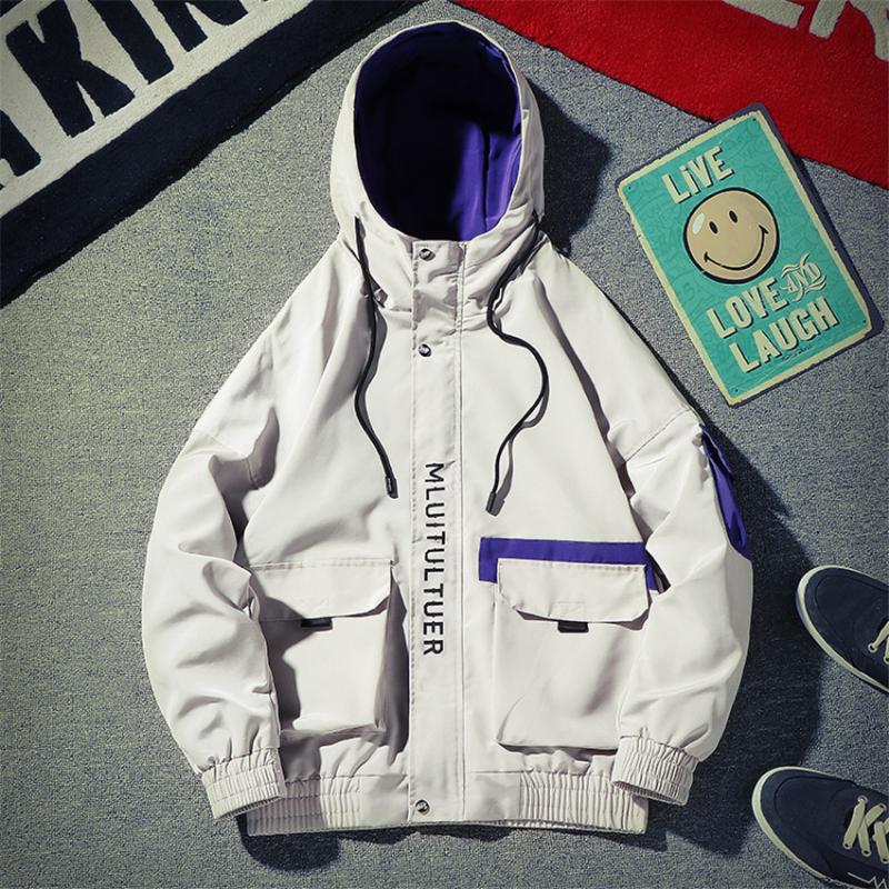 

Fashion Autumn Hot 2020 Hooded Bomber Jackets Men zipper Jacket Casual baseball Coat Male Hip Hop Harajuku Streetwear Clothing, Black