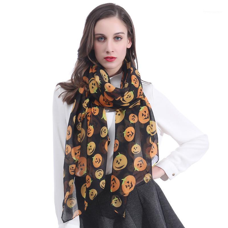 

Scarves Halloween Pumpkin Print Women's Scarf Shawl Wrap Soft Lightweight1