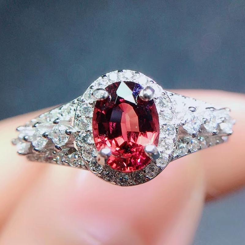 

Cluster Rings Per Jewelry Natural Real Garnet Oval Shiny Ring 5*7mm 1.1ct Gemstone 925 Sterling Silver Fine Q2042212, Golden;silver