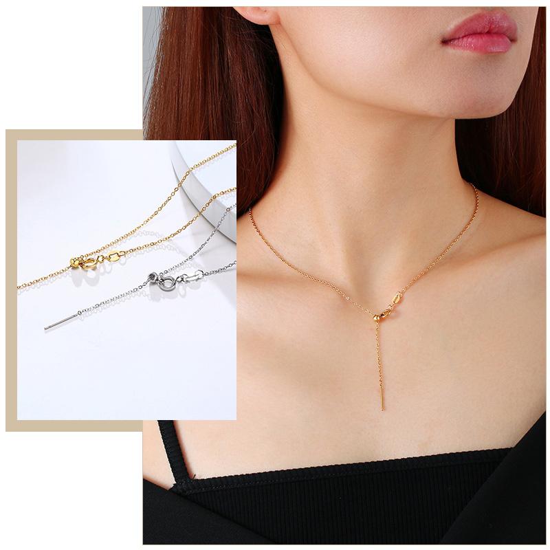 

Delicate Y Shaped Chain Necklaces for Women,Slim Rolo O Links Length Adjustable, Stainless Steel Elegant Bar Charm Jewelry