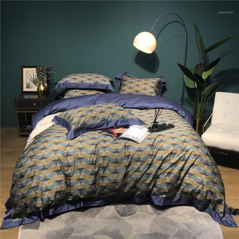 

4 Piece Modern Bed Cover For Home 100 Egyptian Cotton Bedding Sheets King Queen Size Duvet Cover Set Satin Bed Linen Euro Double1