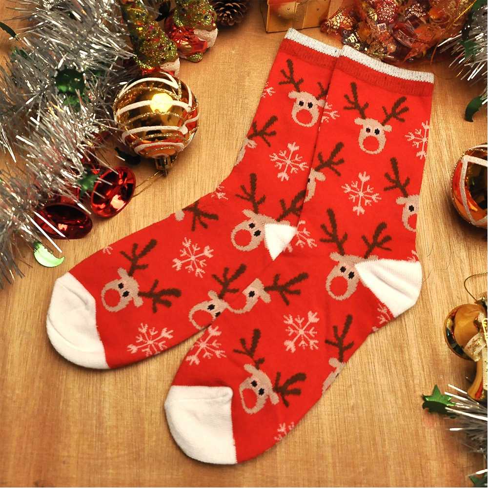 Christmas Socks Cotton Cartoon Print Funny Socks Warm Winter For Party New Year Long Men Women Cute-image-591251707