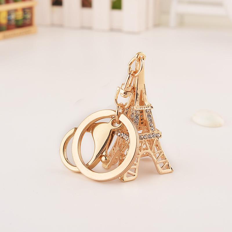 

New Style Iron Tower Car Keychain Gift Lady Bag Small Tower Pendant Ring Chain