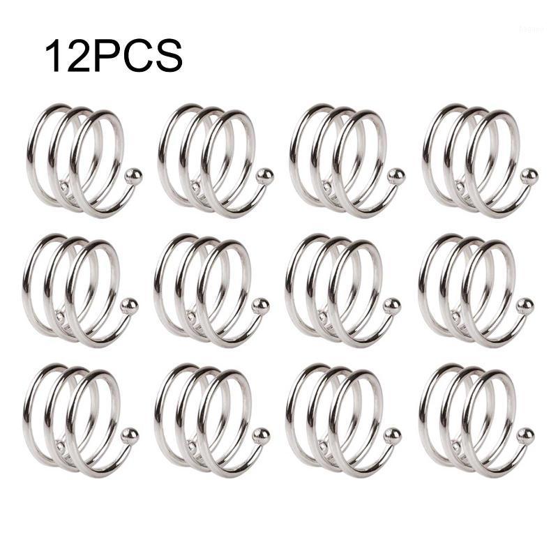 

12pcs Home Dining Room Wedding Party Non Slip Serviette Holder Table Decor Metal Gift Hotel Spiral Shape Napkin Rings Banquet1