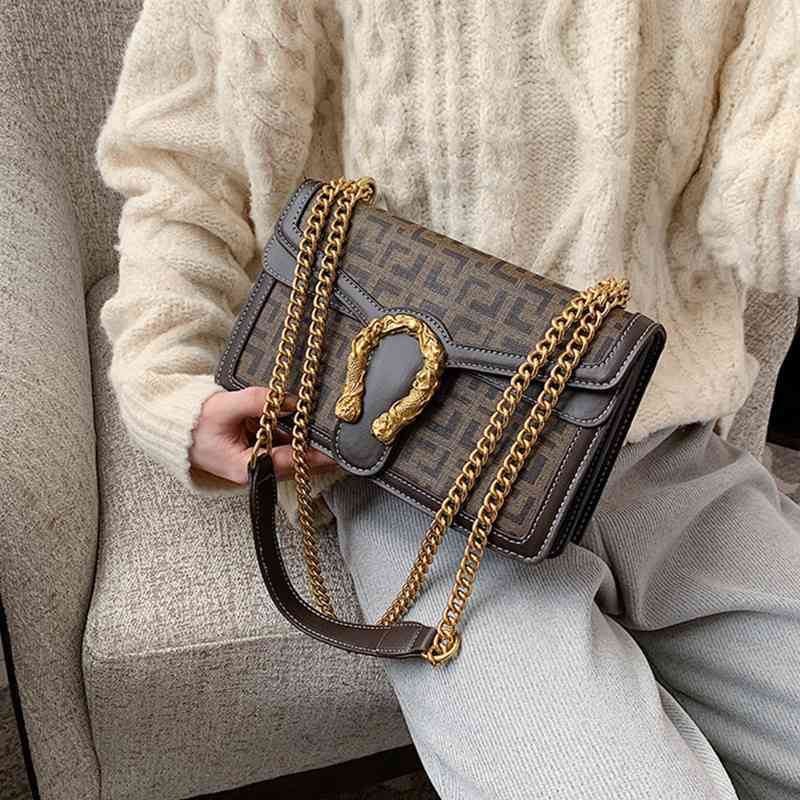 

2022 Factory Wholesale handbag Printed Dionysian chain Single Shoulder Bag women's versatile small square bag, Red