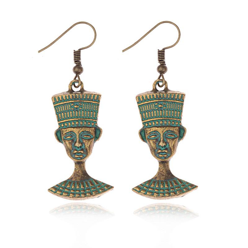 

DOUVEI Women's Antique Egyptian Pharaoh Drop Earrings Fashion Jewelry Tribe Verdigris Orecchini Etnici Ladies Earrings HQE846
