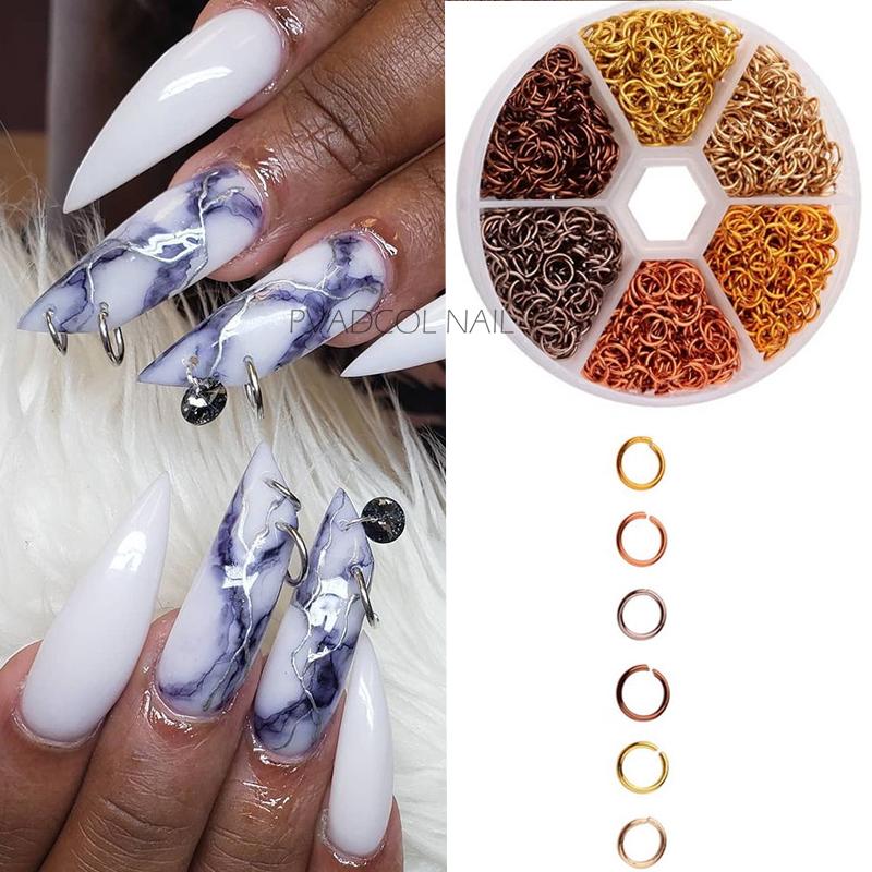

Nail Piercing Dangle Nails Rings Hoop Mix Metal Alloy Loops Drill Hole 3D Jewelry Kit Circles Acrylic Tips Aluminum Jump Ring