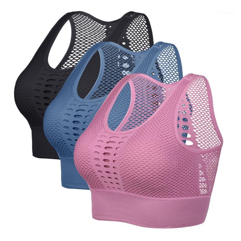 

Women Sexy Sports Bra Breathable Sports Bra Running Yoga Training Workout Top Fitness Shockproof Mid Support Activewear1, Pink
