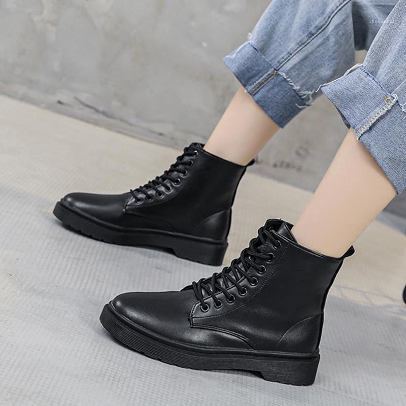

Spring Autumn Women Motorcyle Boots Lace Up Booties Black Platform Riding Equestrian Ankle Boot Casual Shoes botas mujer 8713N1, Brown
