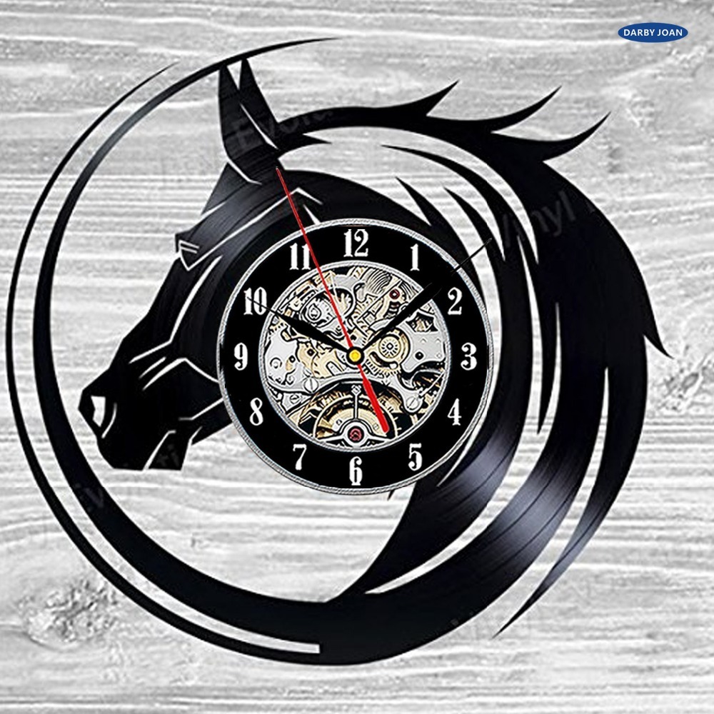 

wall clock Horse Gift Wall Clock Vinyl Record Art Decor Vintage wall clock 3d dial vision