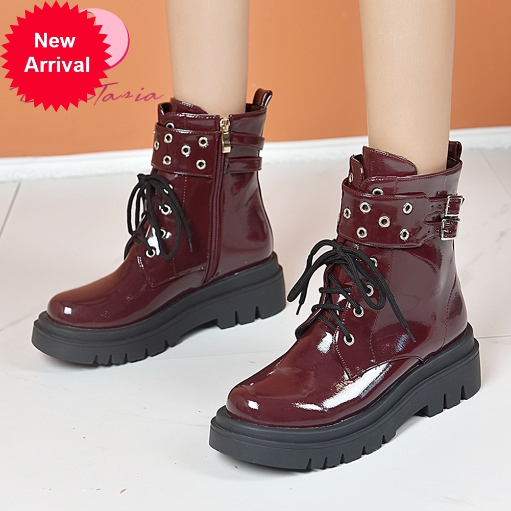 

2021 The New Size Large 34-43 Female Chunky Heels High Ankles Fashion Cross Tied Zip Boots Women Woman Shoes Mwik, Beige