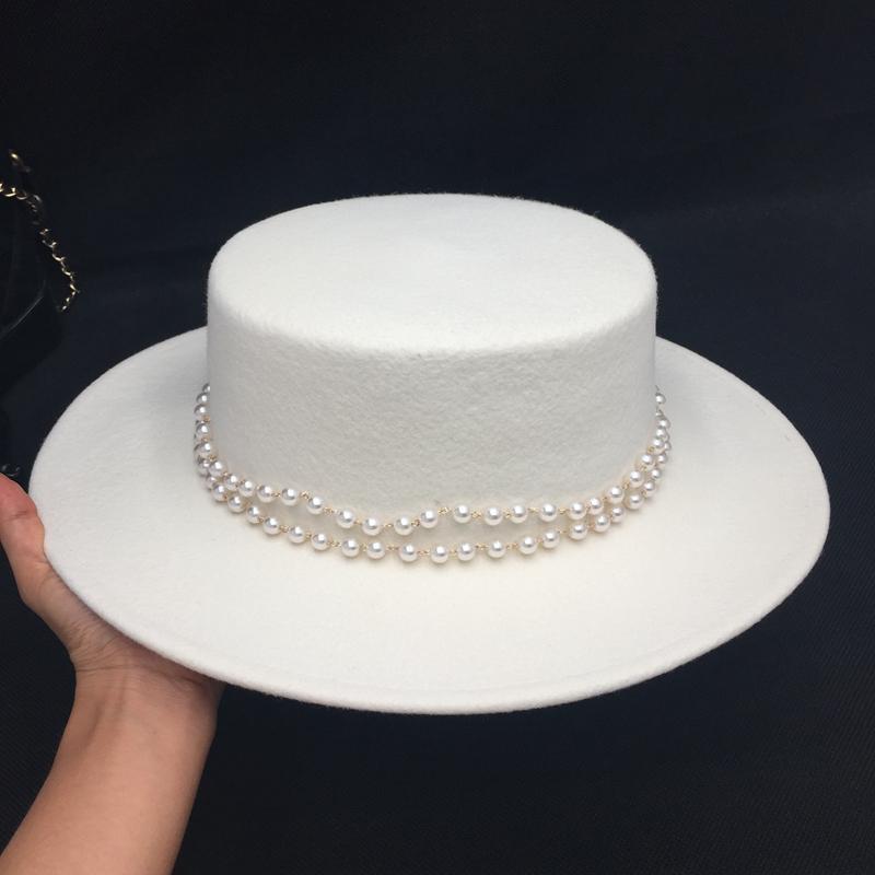 

New winter white wool hat for women felt French vintage cap female small sweet elegant