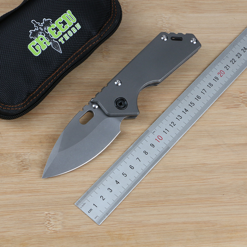 

Green thorn 75AR, titanium alloy handle gasket system D2 blade camping outdoor survival fruit knife practical knife EDC tool