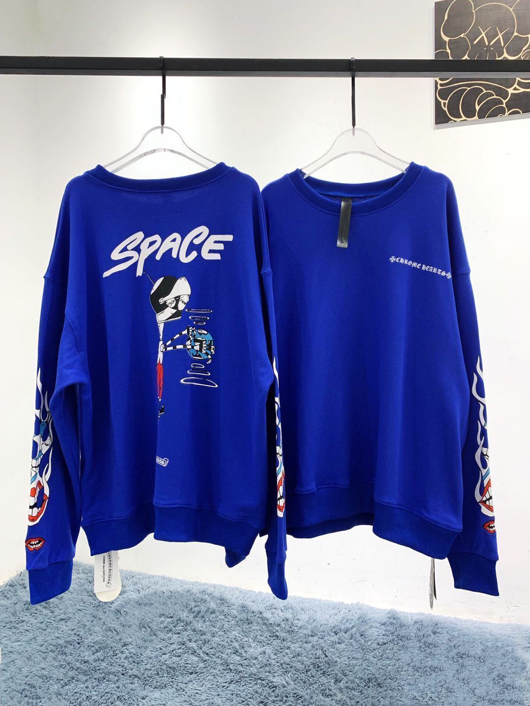 

Hot Outlet Autumn new fashion Brand crow heart electric blue graffiti Kirin arm print Pullover Sweater loose couple, Black