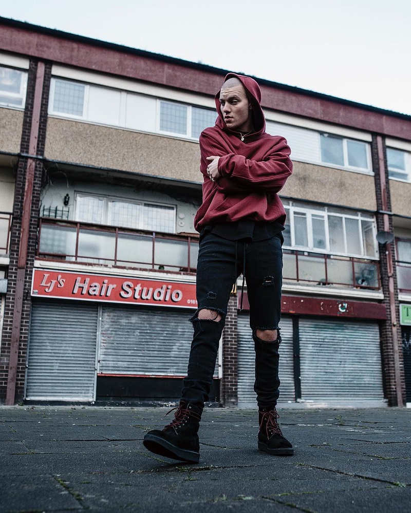 

cotton Jeans Hip Hop slim Jeans Streetwear Men's Jeans black Color Skinny Destroyed Ripped denim Pants