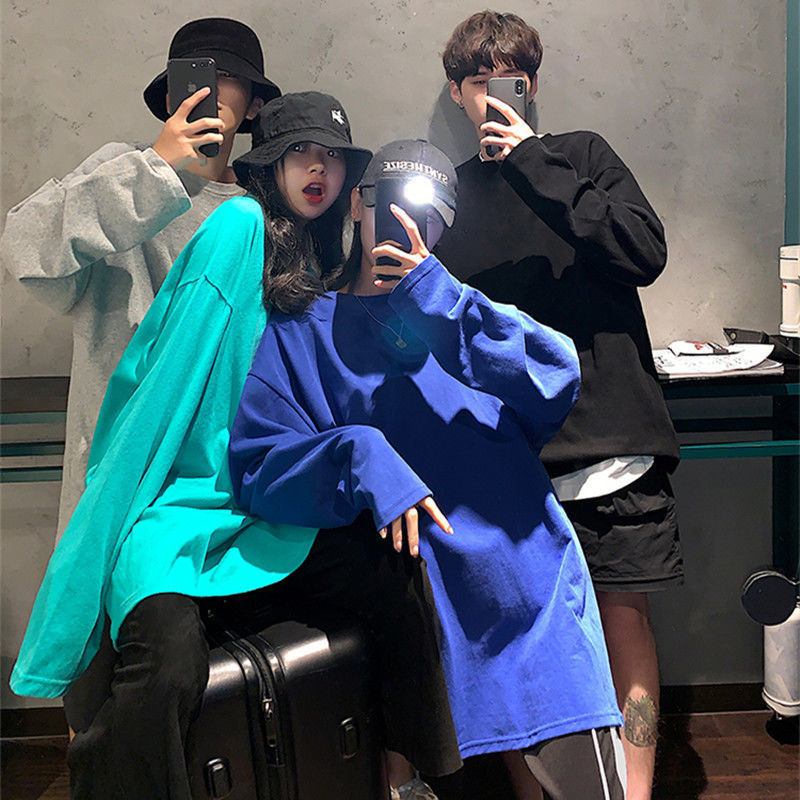 

solid 2021 New color bottoming women t shirt spring fall long neck top Hara juku loose women's shirts y441 AYAF, Baolan's