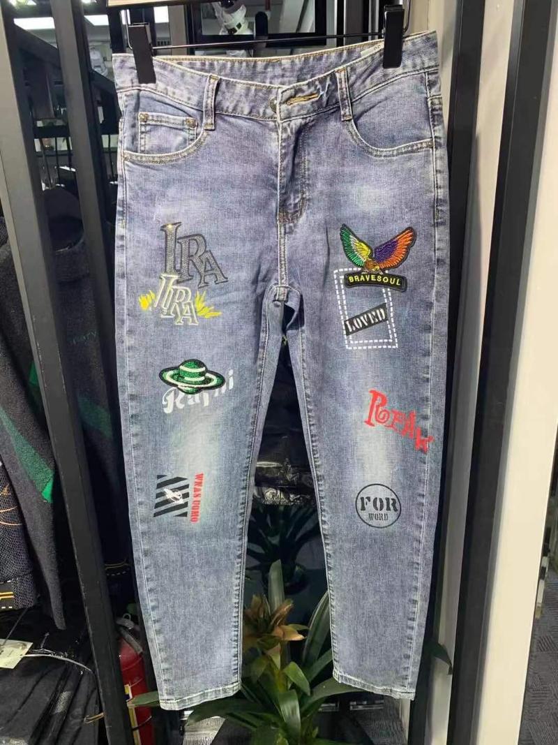 

K01390 Fashion Men's Jeans 2021 Runway European Design party style Men's Clothing, As pic