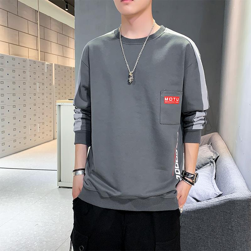 

Long sleeve Harajuku Sweatshirt men's new fashion 6-color Hoodie men's casual o-neck patchwork Sweatshirt, Gray