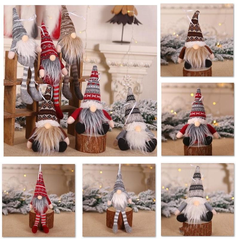 

DHL Ship 10 Pcs Christmas Ornament Knitted Plush Gnome Doll Christmas Tree Wall Hanging Pendant Holiday Decor Gift Tree Decorations
