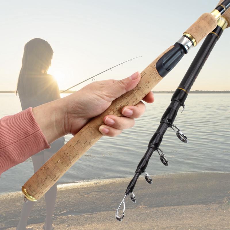 

Promotion! 1.8m 2.1m 2.4m 2.7m Spinning Fishing Rod M power Hard Carbon Fiber Travel pole wooden handle