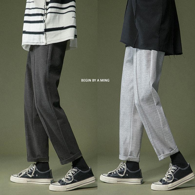 

Winter Thick Woolen Pants Men's Slim Fashion Straight Casual Pants Men Streetwear Wild Loose Korean Harem Mens Trousers, Black