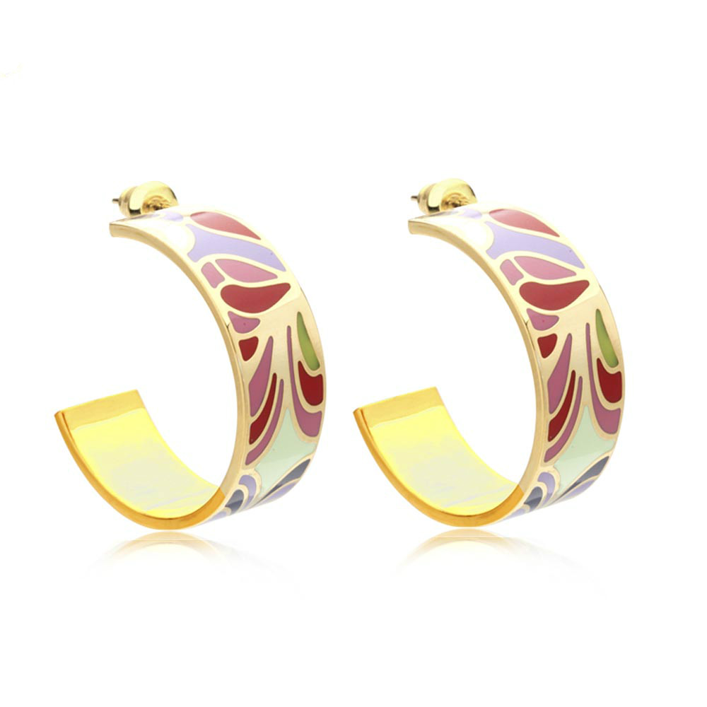 

VAROLE TOP Quality Hoop Earrings for Women Enamel Stud Earring Jewelry Elegant Filled Color Design Jewelry