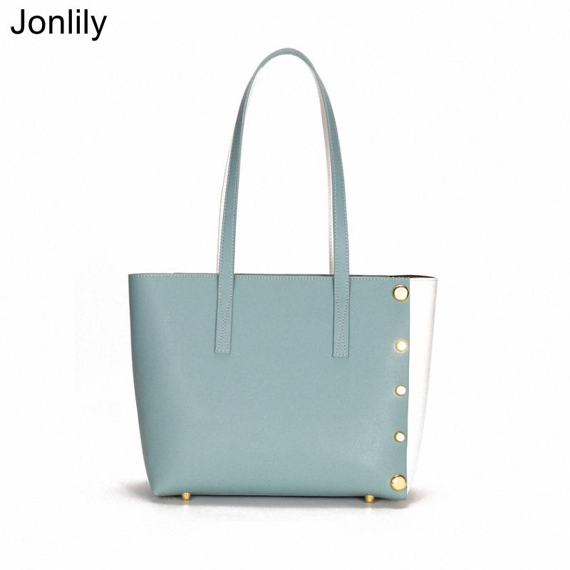 

Jonlily Women Genuine Leather Shoulder Bag Female Fashion Handbags Totes High Capacity Commuter Bag Teens Daybag Purse -KG599, Black