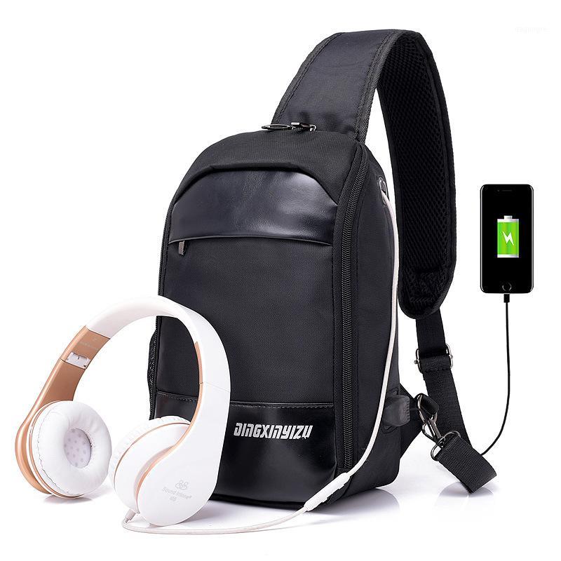 

New men's chest bag casual Messenger bag fashion popular simple shoulder cross body chest1, Black