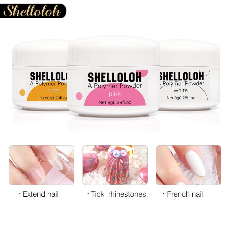 

SHELLOLOH White Clear Pink Acrylic Powder For Nails Nail Extension Powder Nail Art Tips Acrylic For Decorations