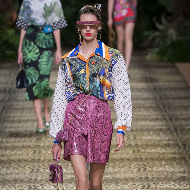 

Single-breasted Animal Print Polka Dot Long Sexy Shirt Wrapping Mini Hip Skirt of Two Garments Spring Suit Summer 8erv, Multiple